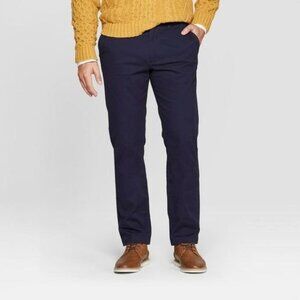 Mens Navy Athletic/Slim Fit Hennepin Chino Pants 38x30 Cotton Blend